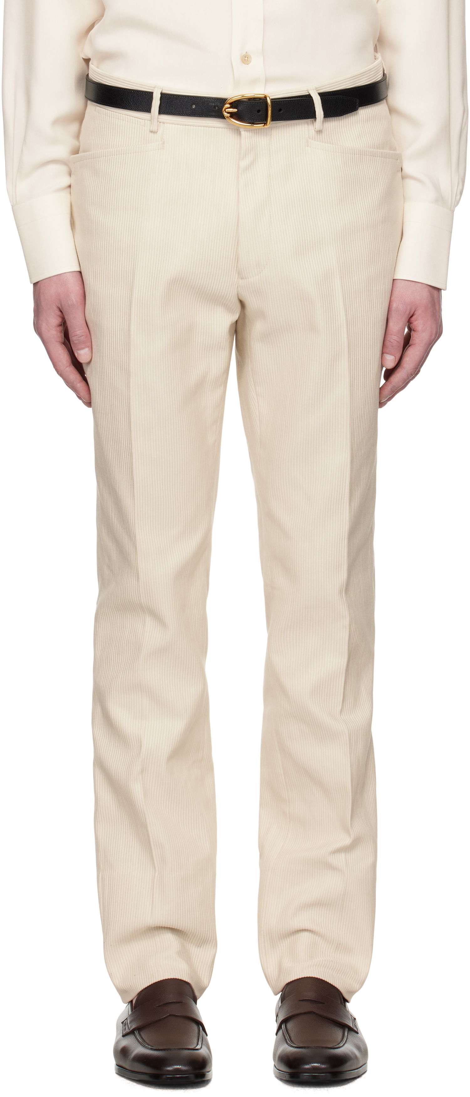 Nohavice Tom Ford TOM FORD Summer Cord Dyllan Trousers Béžová | PLPW01-CGS70, 0