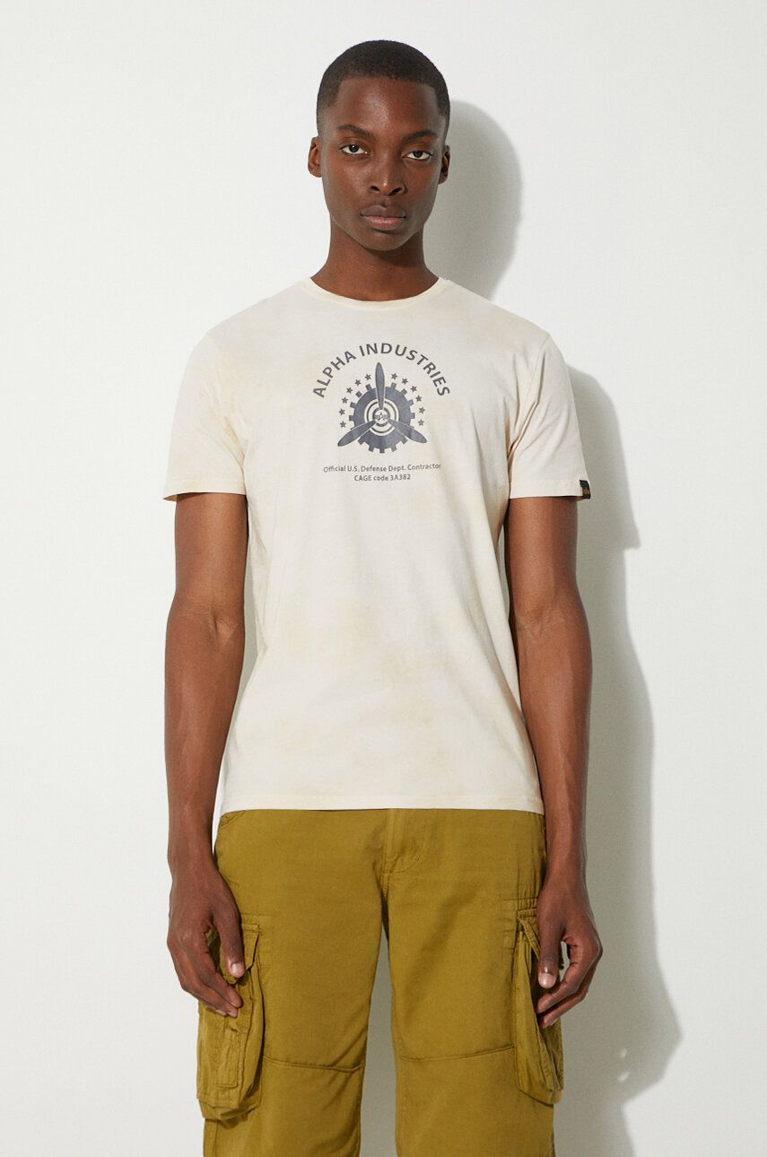 Tričko Alpha Industries T-Shirt With Print Béžová | 106515.136, 0