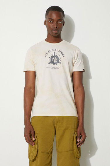 Tričko Alpha Industries T-Shirt With Print Béžová | 106515.136, 0