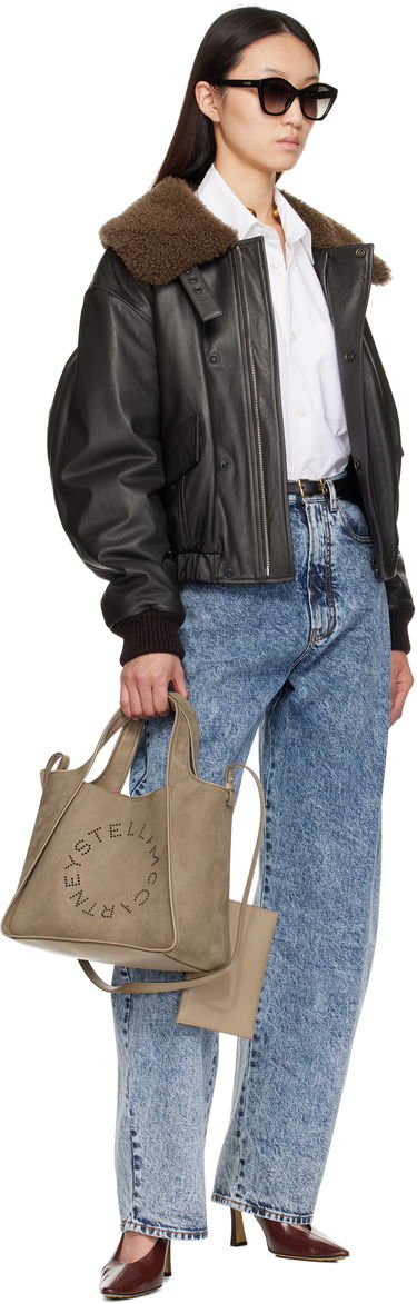 Tote bag Stella McCartney Stella McCartney Faux-Suede Logo & Piping Crossbody Tote Béžová | 513860WP0590, 3