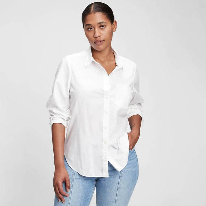 Košeľa GAP Shirt Perfect Shirt Optic White XXS Biela | 704271-01, 0