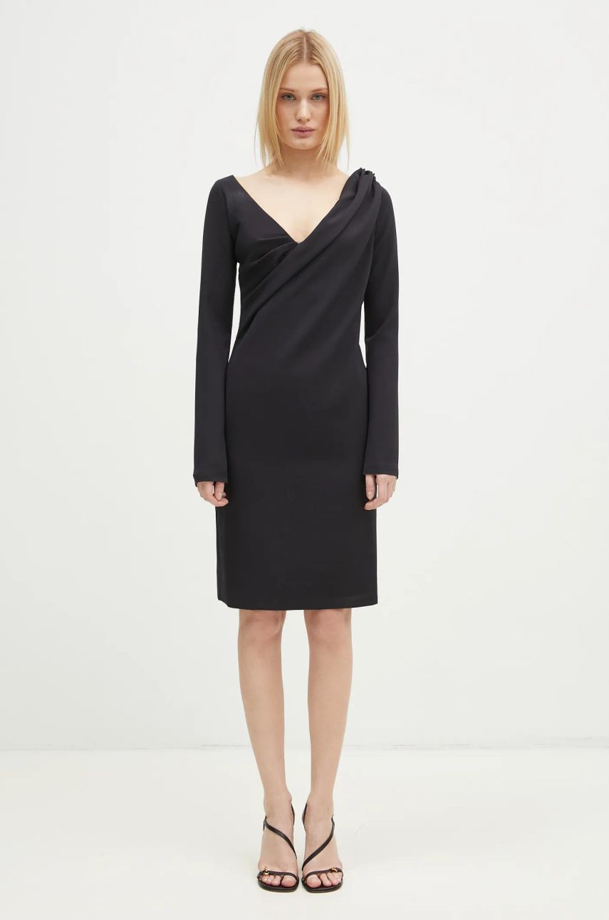 Šaty JW Anderson JW Anderson Shoulder Drape V-Neck Mini Dress Čierna | DR0446.PG1573.999, 0