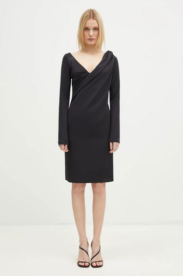 Šaty JW Anderson JW Anderson Shoulder Drape V-Neck Mini Dress Čierna | DR0446.PG1573.999, 0