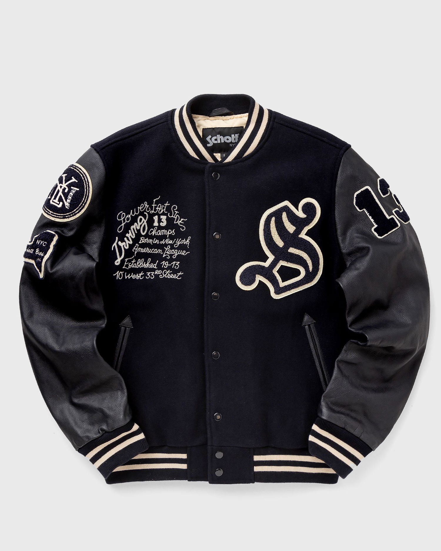 Bomber bunda Schott NYC Bomber Jacket Modrá | LCBOWLER-NAVY-NAVY, 0