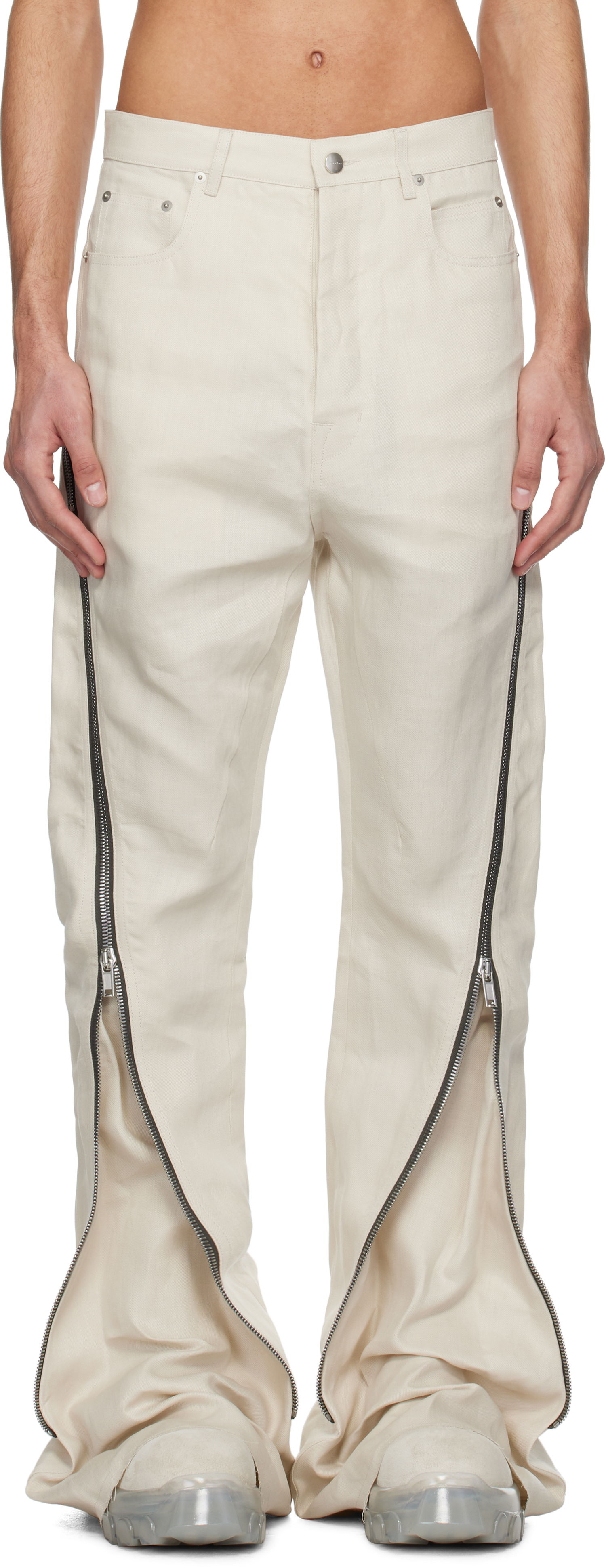 Džínsy Rick Owens Rick Owens Hollywood Bolan Banana Jeans Biela | RU01E5343 TWL, 0