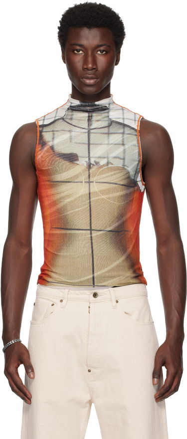 Tielko Jean Paul Gaultier Jean Paul Gaultier 'The Fire' Printed Mesh Tank Top Oranžová | 25/03-W-TO307-M003P-150100, 0
