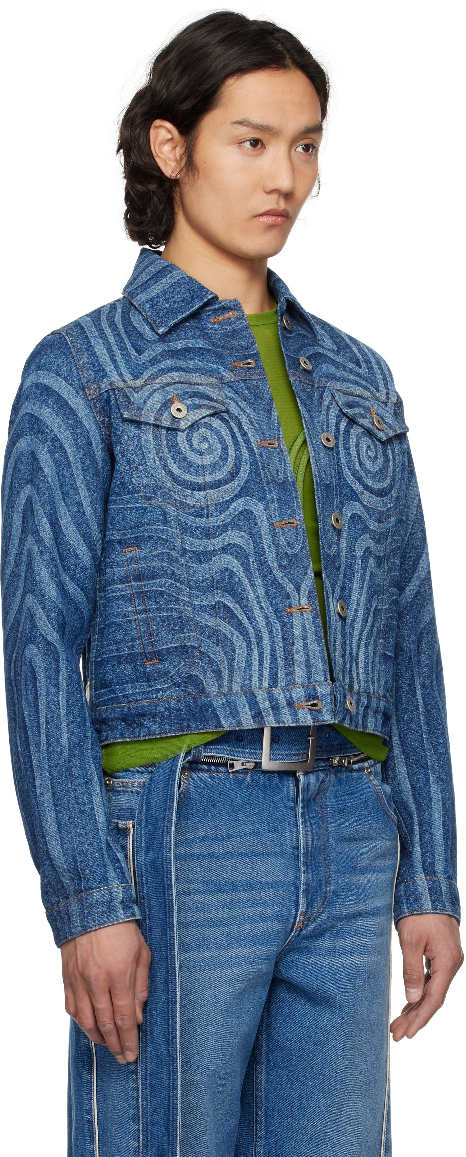 Bunda Jean Paul Gaultier Jean Paul Gaultier Spiral Denim Jacket Modrá | 25/34-U-VE114L-D017-5556, 1