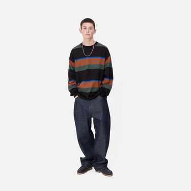 Tričko Carhartt WIP Sundling Stripe Long Sleeve T-Shirt Čierna | I033928_9, 1