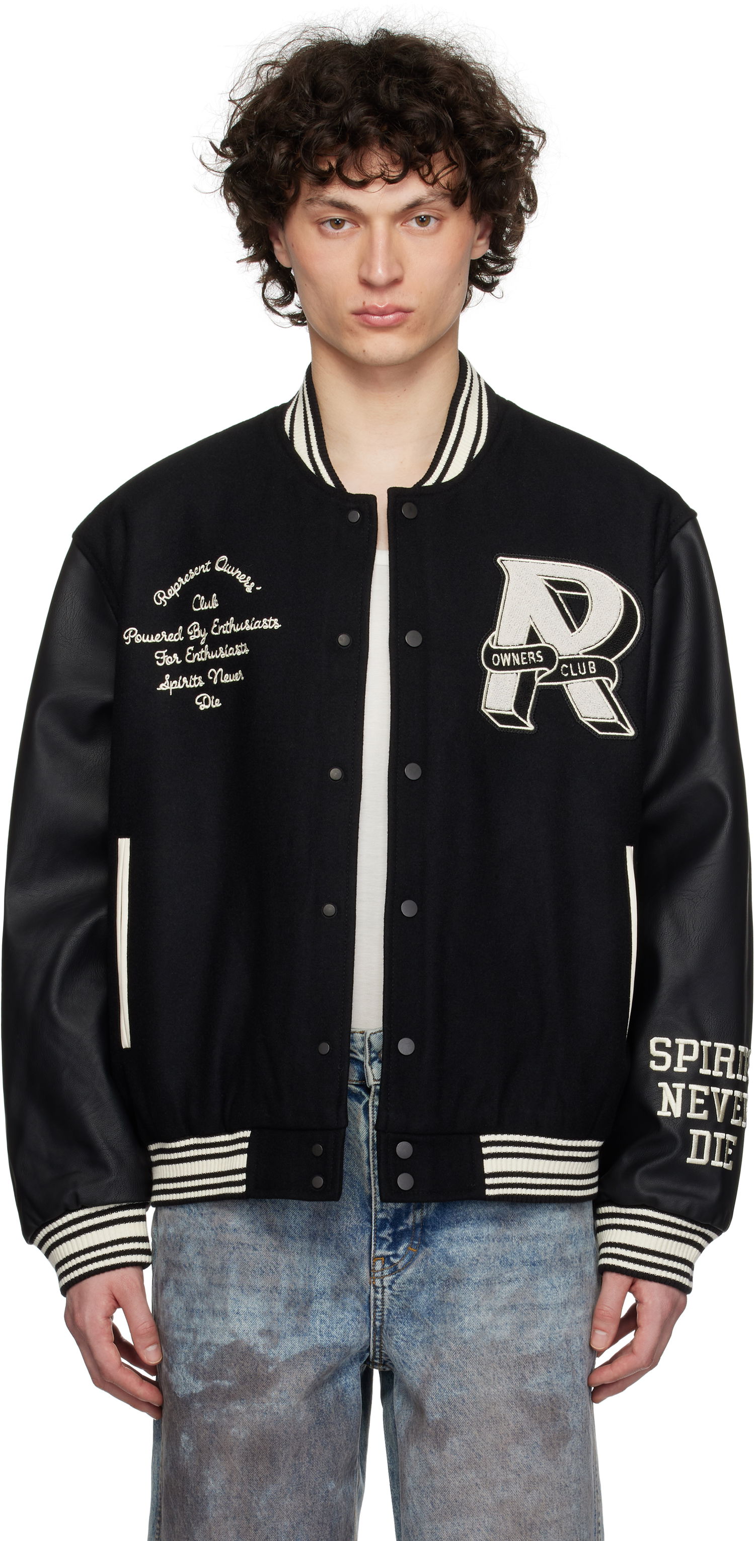 Bomber bunda Represent Clo Represent 'Owners Club' Varsity Bomber Jacket Čierna | MLM100231, 0