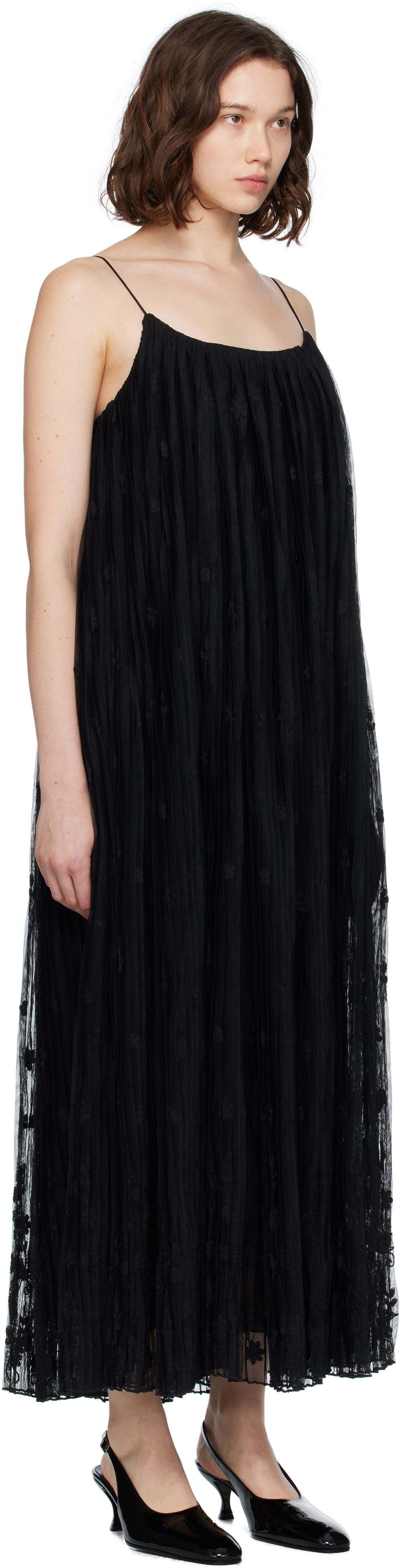 Šaty TOTEME TOTEME Floral Tulle Midi Dress Čierna | 253-WRD0211-FB0431, 1