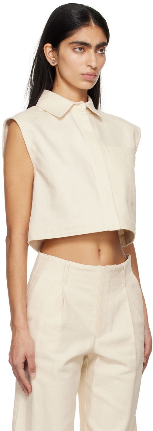 Košeľa Loulou de Saison Loulou de Saison Adora Cropped Sleeveless Shirt Biela | ADORA, 1