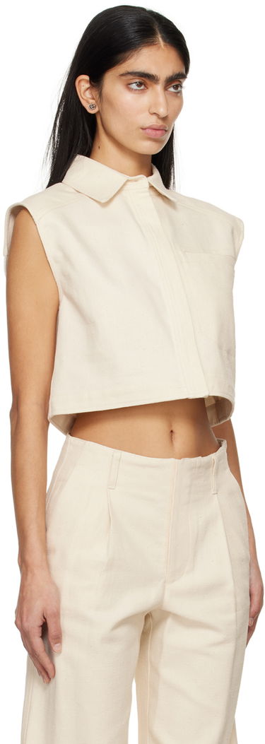 Košeľa Loulou de Saison Loulou de Saison Adora Cropped Sleeveless Shirt Biela | ADORA, 1