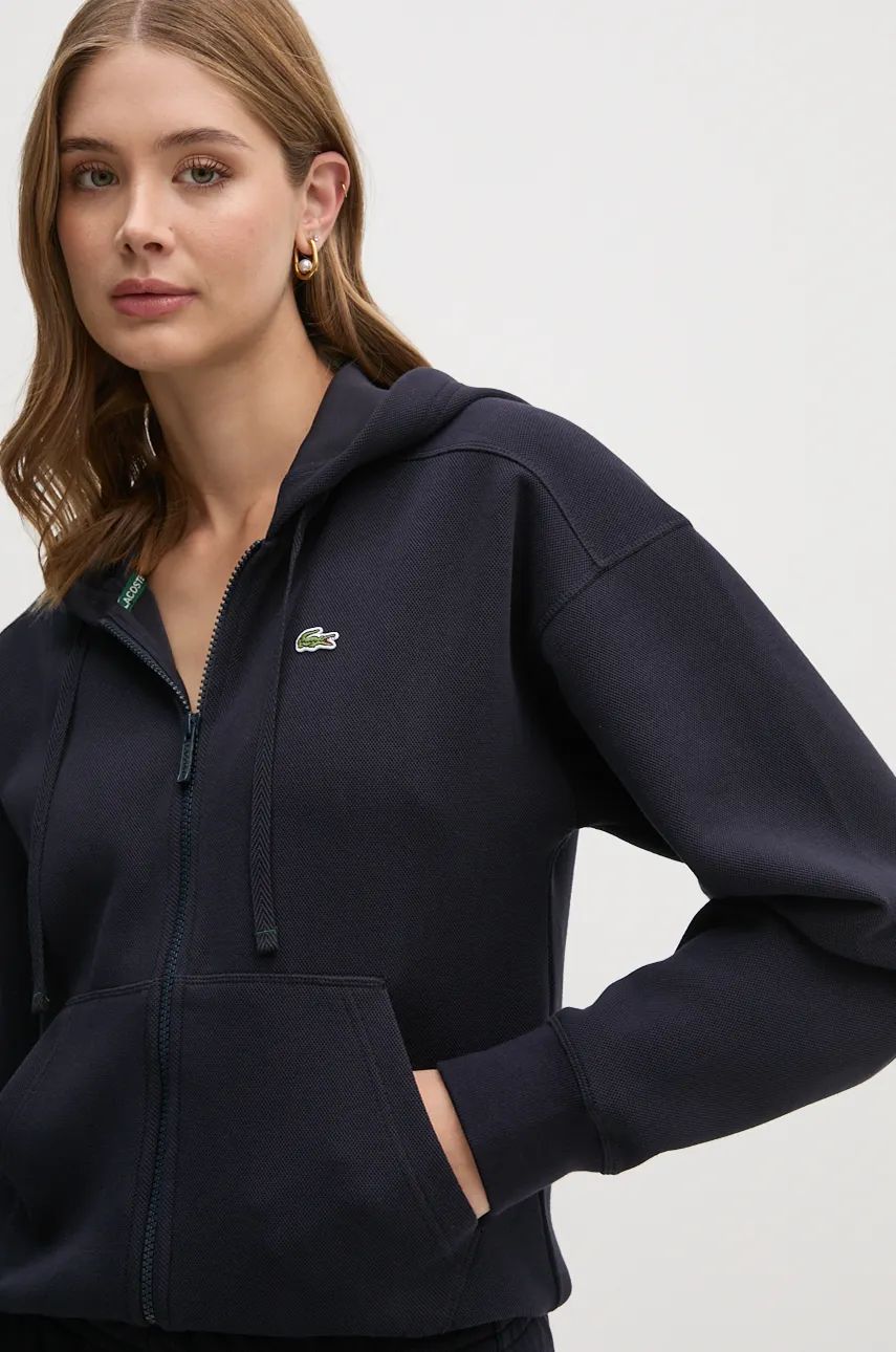 Mikina Lacoste Navy Blue Zip-Up Hoodie With Applique Modrá | SF2669, 0