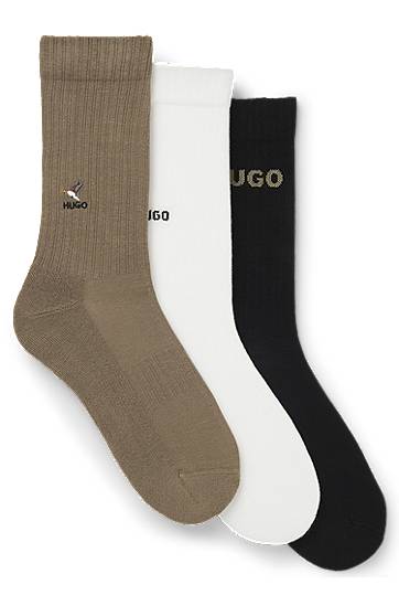 Ponožky BOSS Three-pack of short ribbed socks with embroidered detailing Rôznofarebný | 50546351