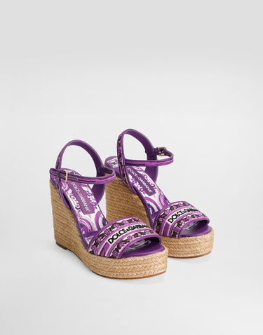 Doplnky Dolce & Gabbana Dolce & Gabbana Majolica Embroidery Wedge Sandals Fialová | CZ0318AV804I03TN, 1