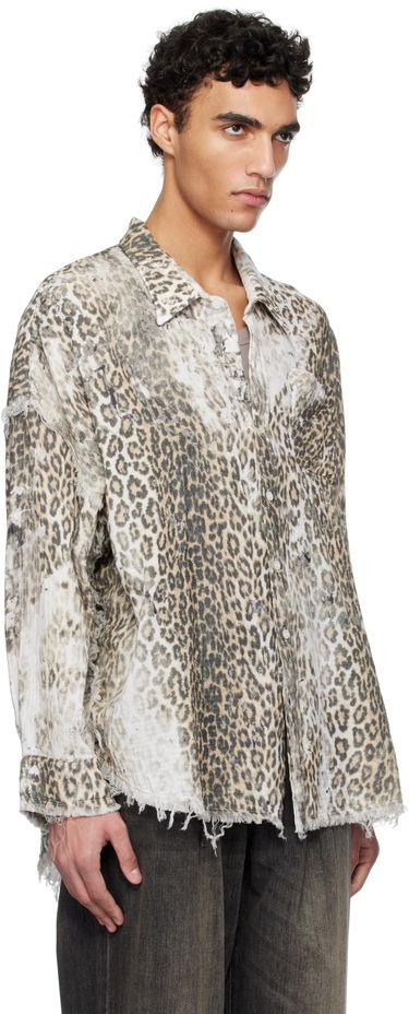 Košeľa R13 R13 Shredded Leopard Print Drop Neck Shirt Béžová | R13MR075-R469B, 1