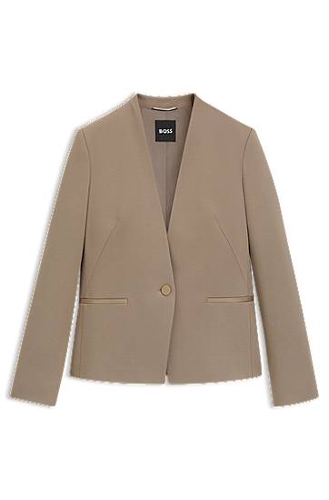 Bunda BOSS Collarless Regular-Fit Blazer Béžová | 50541998, 0