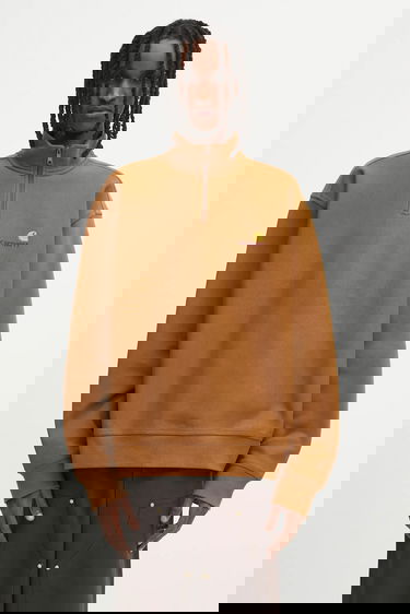 Mikina Carhartt WIP Half Zip American Script Sweatshirt Hnedá | I027014.HZXX, 0