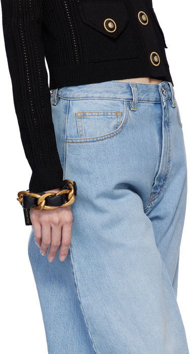 Náramok Balmain Chain Leather Bracelet Čierna | EN1XH471MBLH, 2