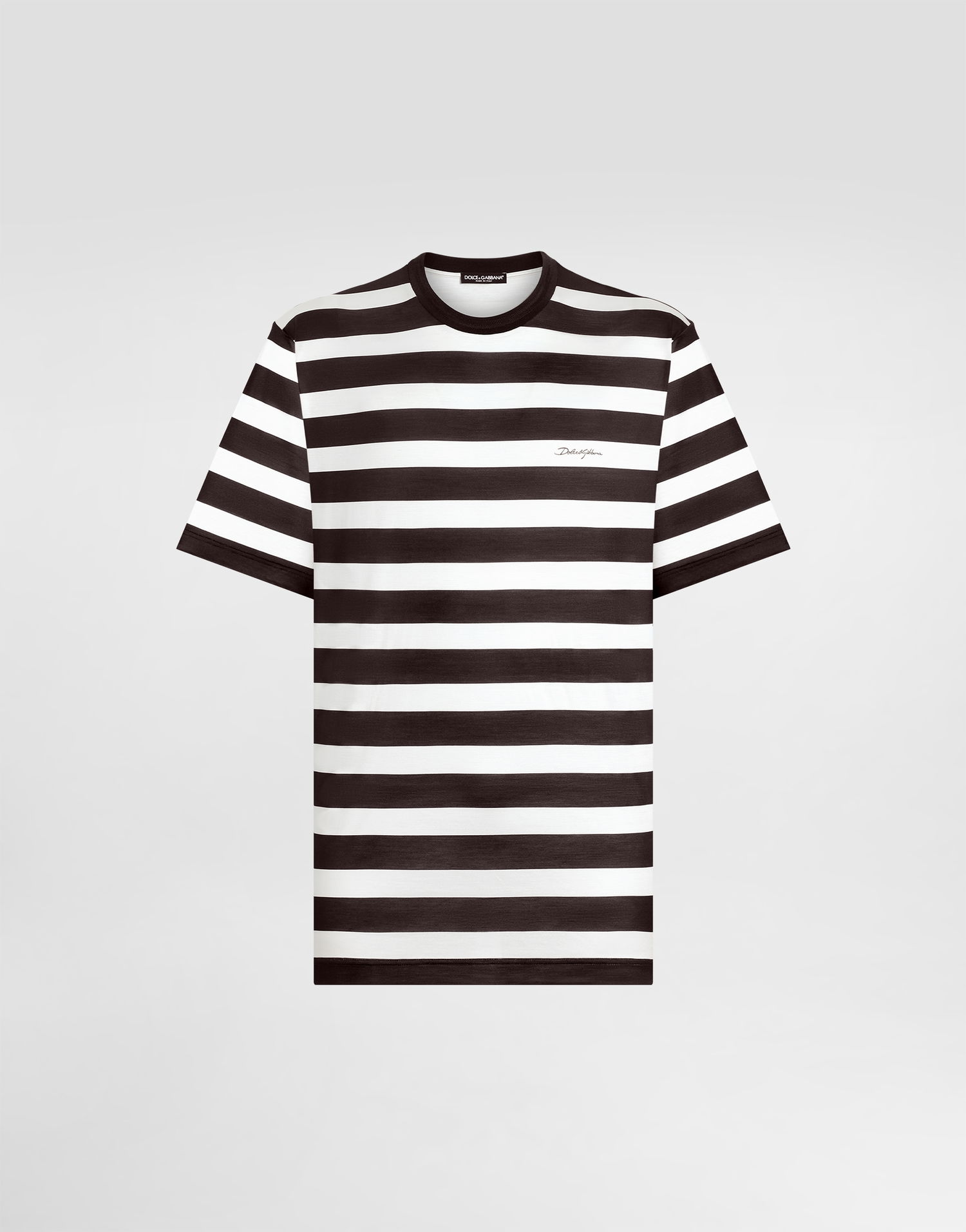 Tričko Dolce & Gabbana Dolce & Gabbana Striped Short-Sleeved Silk Jersey T-Shirt Rôznofarebný | G8PN9TG7O8GHA9WM, 0