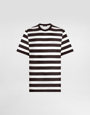 Tričko Dolce & Gabbana Dolce & Gabbana Striped Short-Sleeved Silk Jersey T-Shirt Rôznofarebný | G8PN9TG7O8GHA9WM, 0