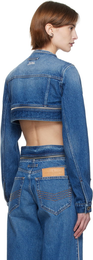 Vesta Jean Paul Gaultier Jean Paul Gaultier 'The Belted' Cropped Denim Jacket Modrá | 25/33-F-VE088-D013-57, 2