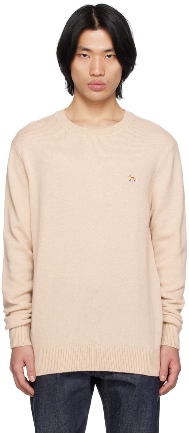 Sveter MAISON KITSUNÉ Baby Fox Embroidered Sweater Béžová | HM00502KT1006, 0