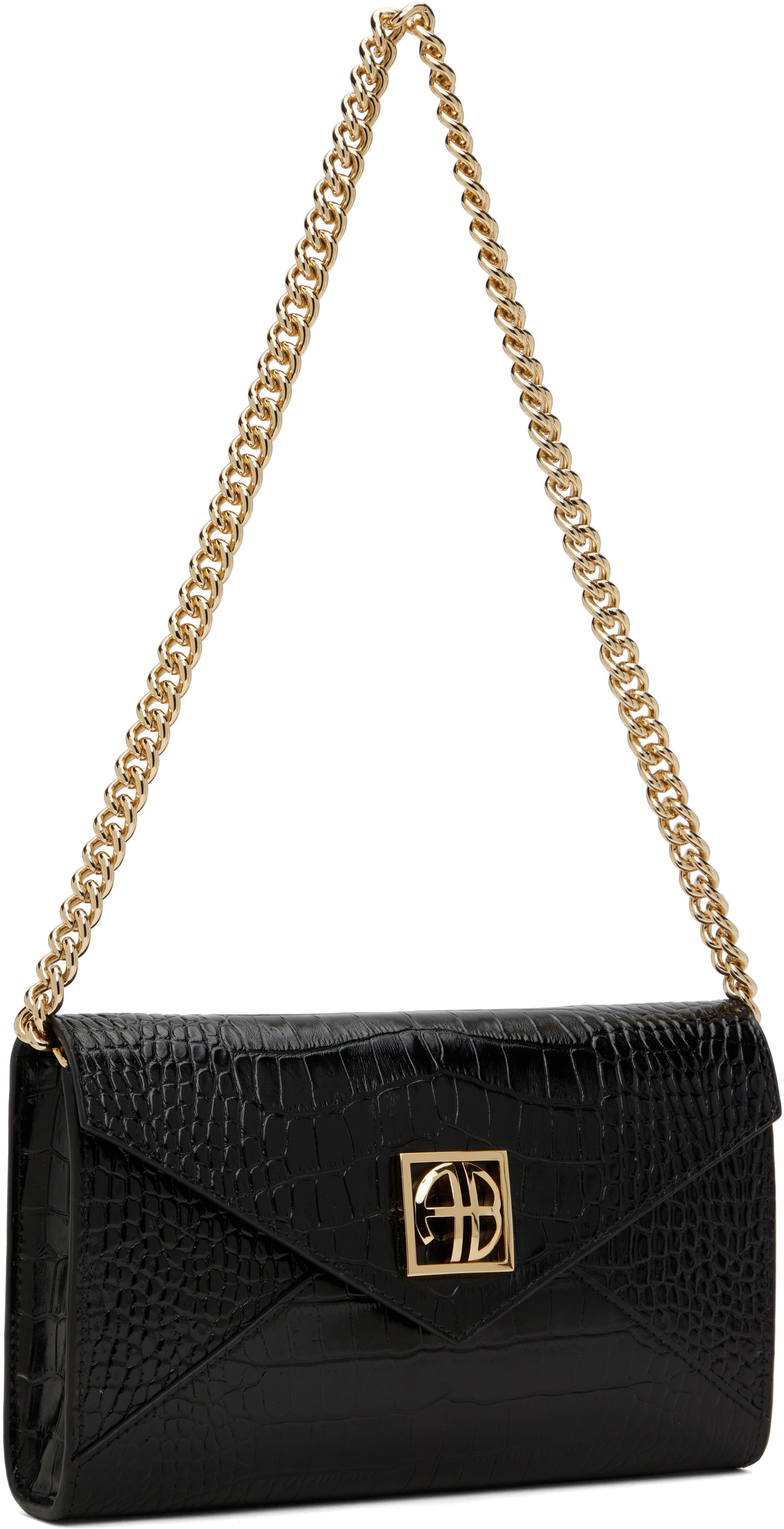 ANINE BING Small Elly Croc-Embossed Clutch Bag