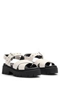 Suede Sandals with Buckled Strap and Chunky Sole