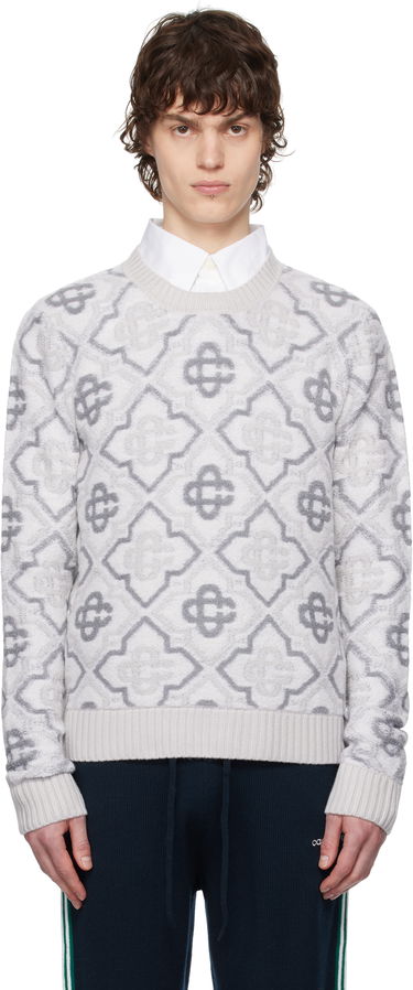 Sveter Casablanca Casablanca Monogram Knit Sweater Šedá | MPS25-KW-829-01, 0