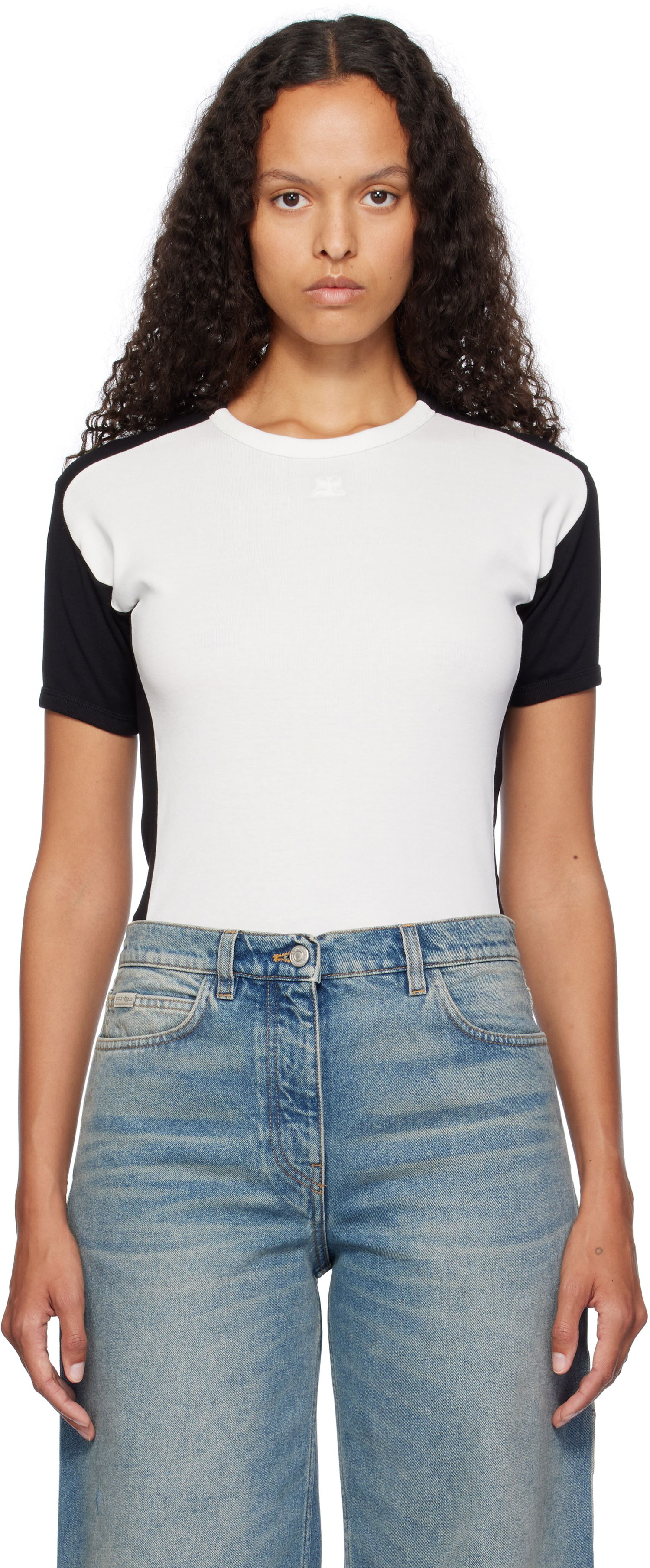 Body Courrèges Contrast Frame T-Shirt Biela | 324JTS147JS0070, 0