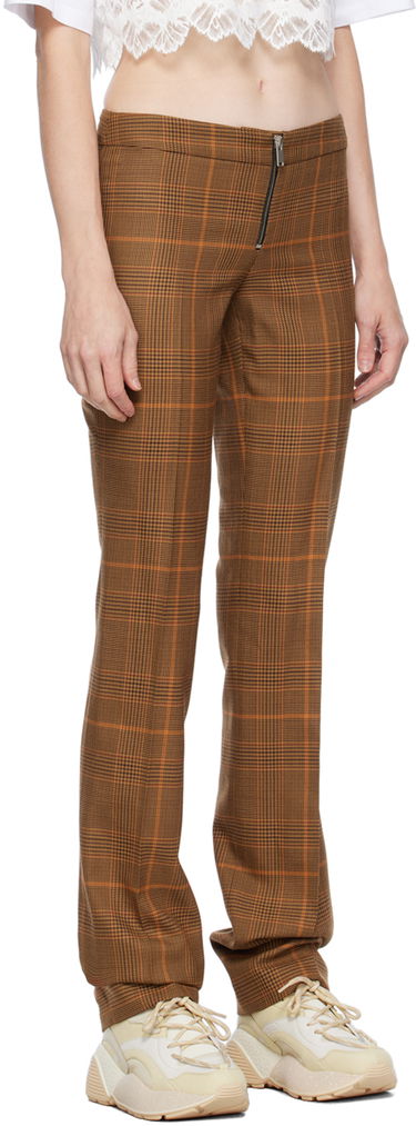 Nohavice Stella McCartney Exposed Zip-Fly Glen Plaid Trousers Hnedá | 6401343CQ750, 1