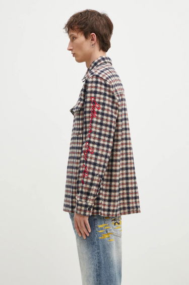 Košeľa BILLIONAIRE BOYS CLUB Men's Regular Fit Embroidered Checked Shirt Modrá | B24429, 1