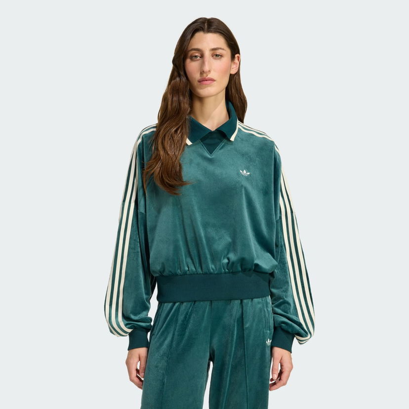 Mikina adidas Originals adidas Originals X Liberty London Velour Polo Sweatshirt Zelené | JW5274