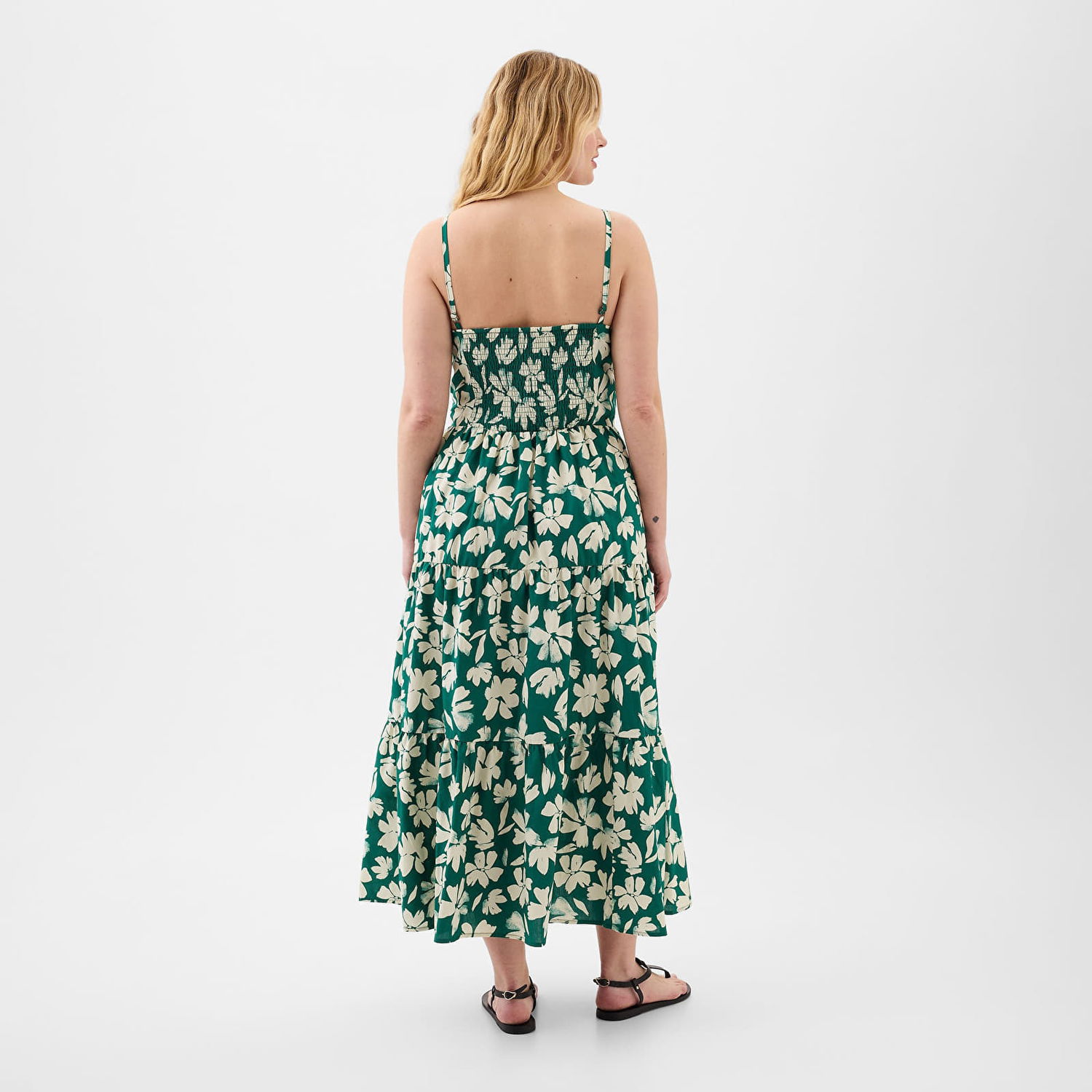 Šaty GAP Dresses Tiered Maxi Dress Green Floral Zelené | 888463-01, 1