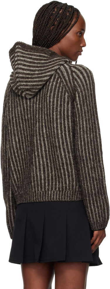 Mikina OUR LEGACY Striped Knit Full-Zip Level Hoodie Hnedá | W4253LV, 2