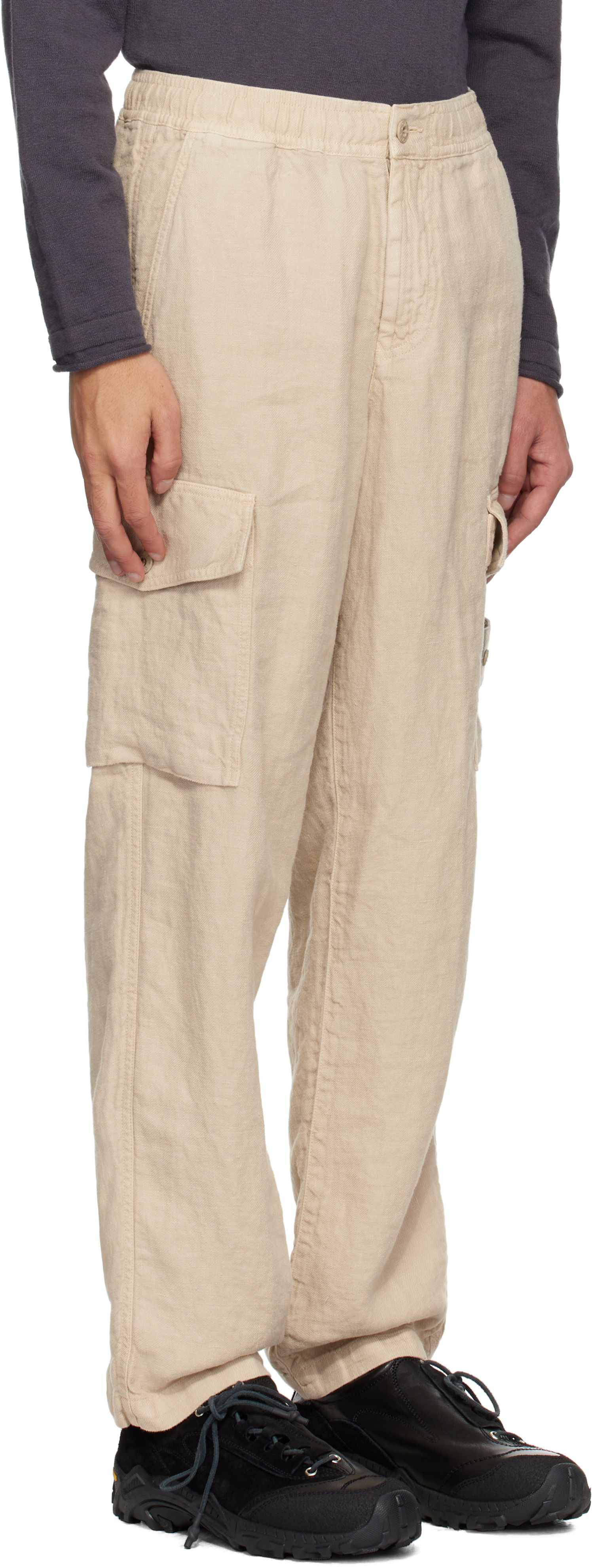 Cargo nohavice Stone Island Stone Island Diagonal Linen Cargo Pants Béžová | K1S15 3100029 S00F8, 1