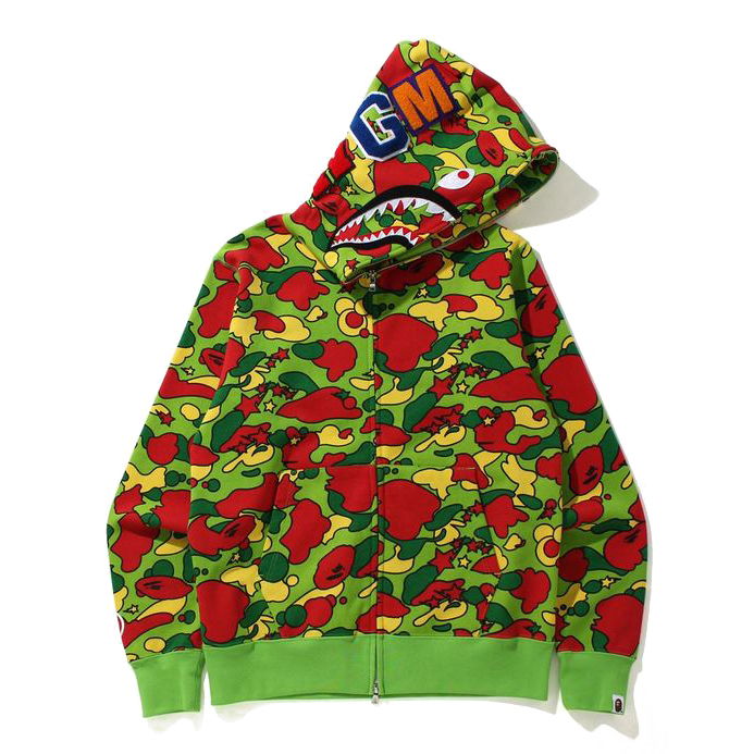 Mikina BAPE Sta Camo Shark Full Zip Hoodie Zelené | 1H80-115-004, 0