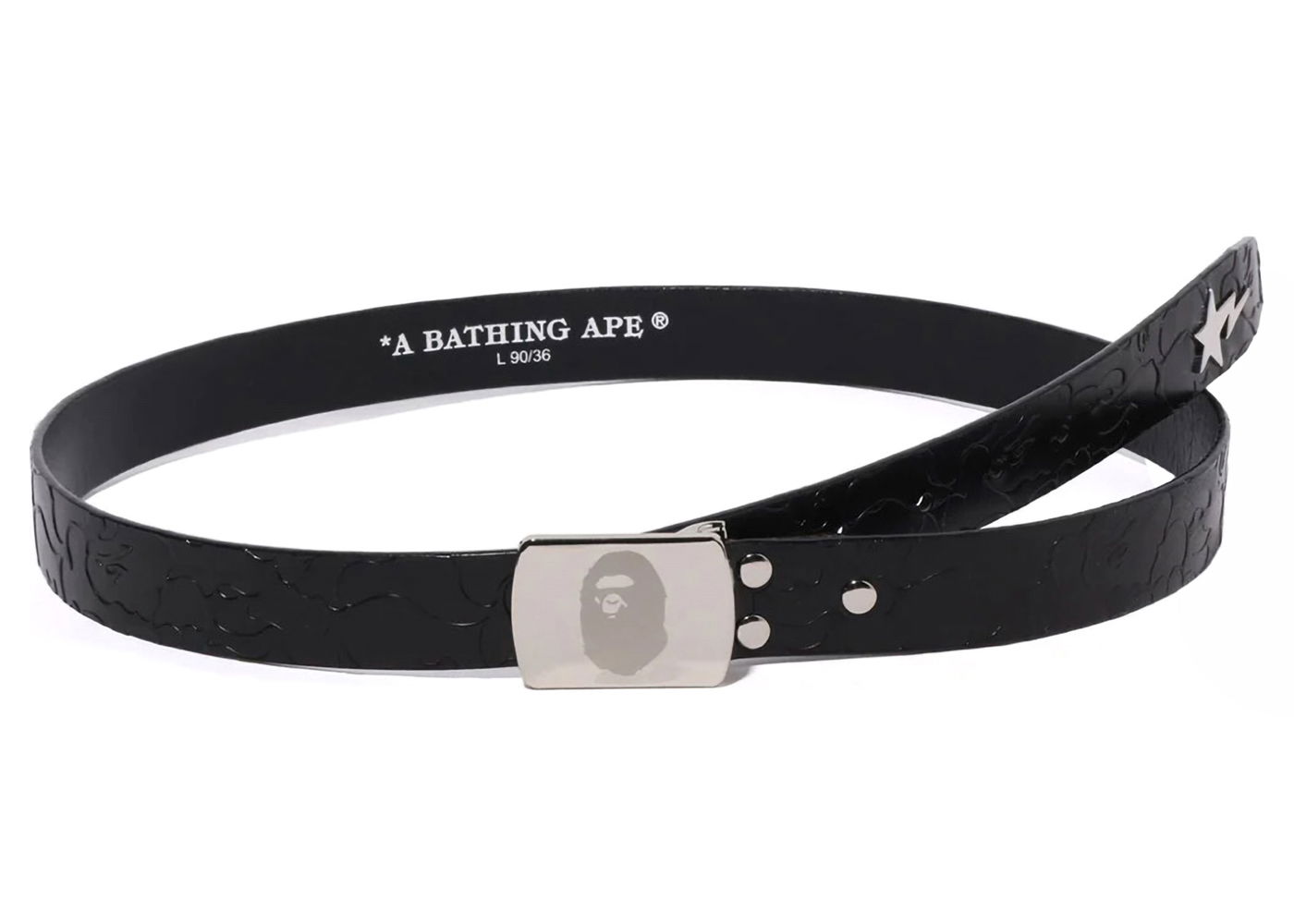 Opasok BAPE BAPE Neon Camo Narrow Leather Belt Black Čierna | 1K30-188-003, 0