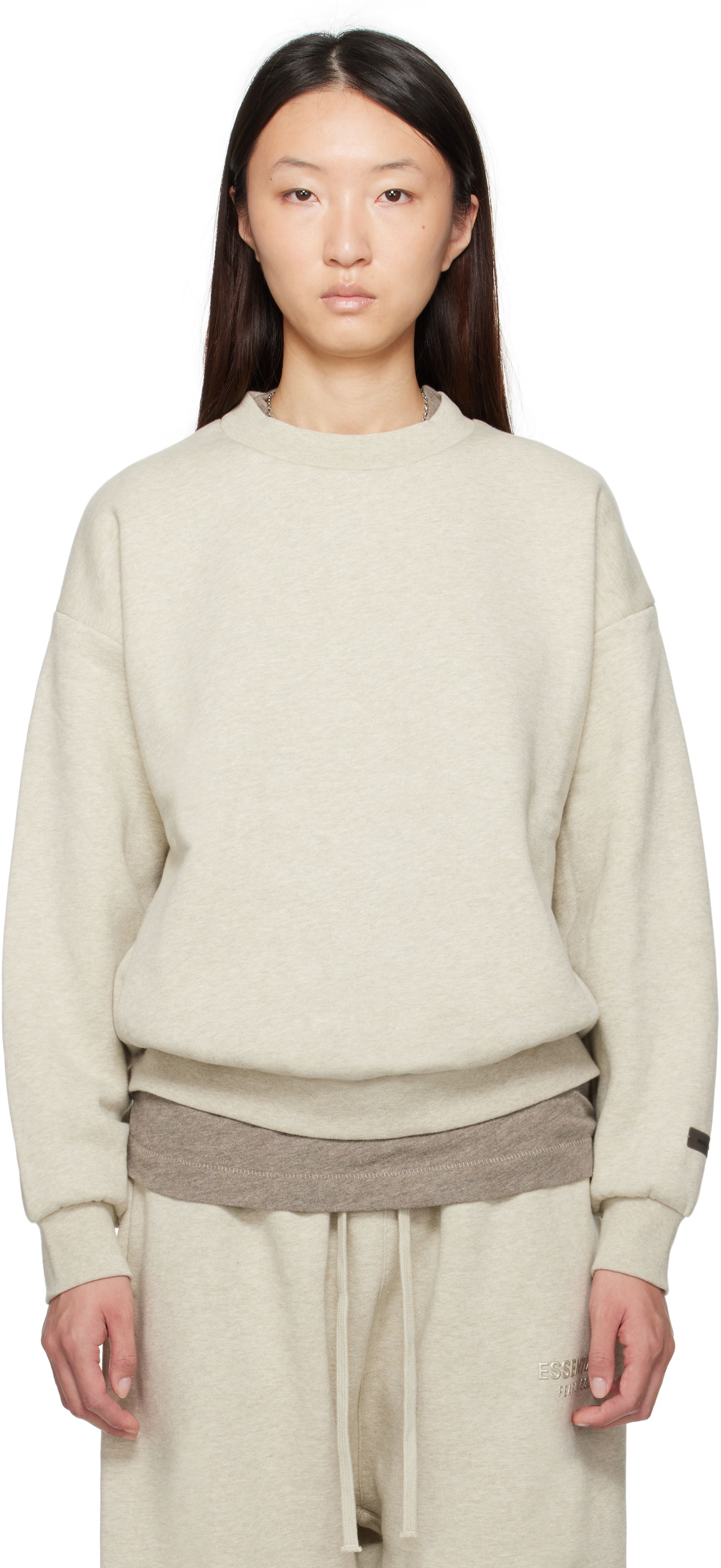 Mikina Fear of God Fear of God ESSENTIALS Classic Fit Crewneck Sweatshirt Béžová | 192SP255552FW, 0