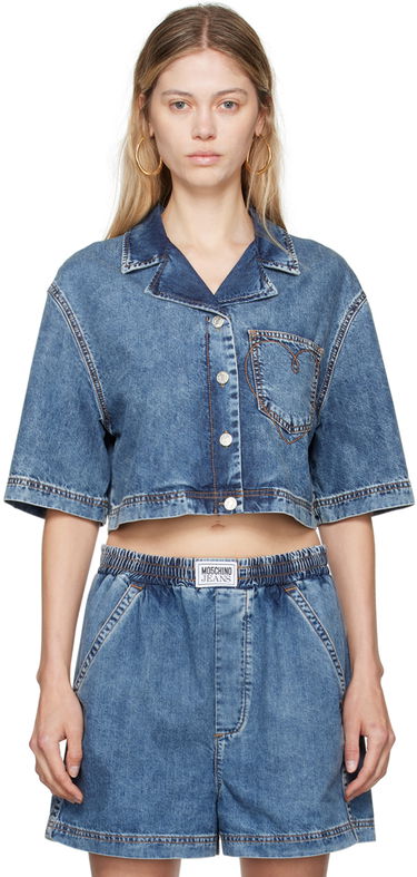 Košeľa Moschino Jeans Cropped Denim Shirt Modrá | 242K1A0202, 0