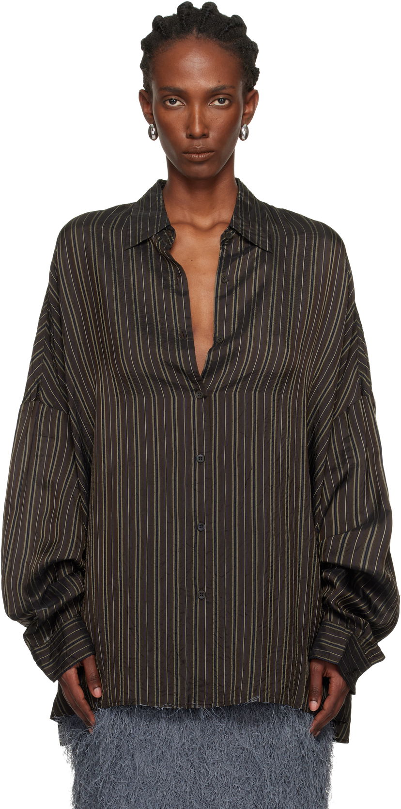 Košeľa Dries Van Noten Dries Van Noten Striped Cupro Cocoon Shirt Rôznofarebný | 252-010700-2267
