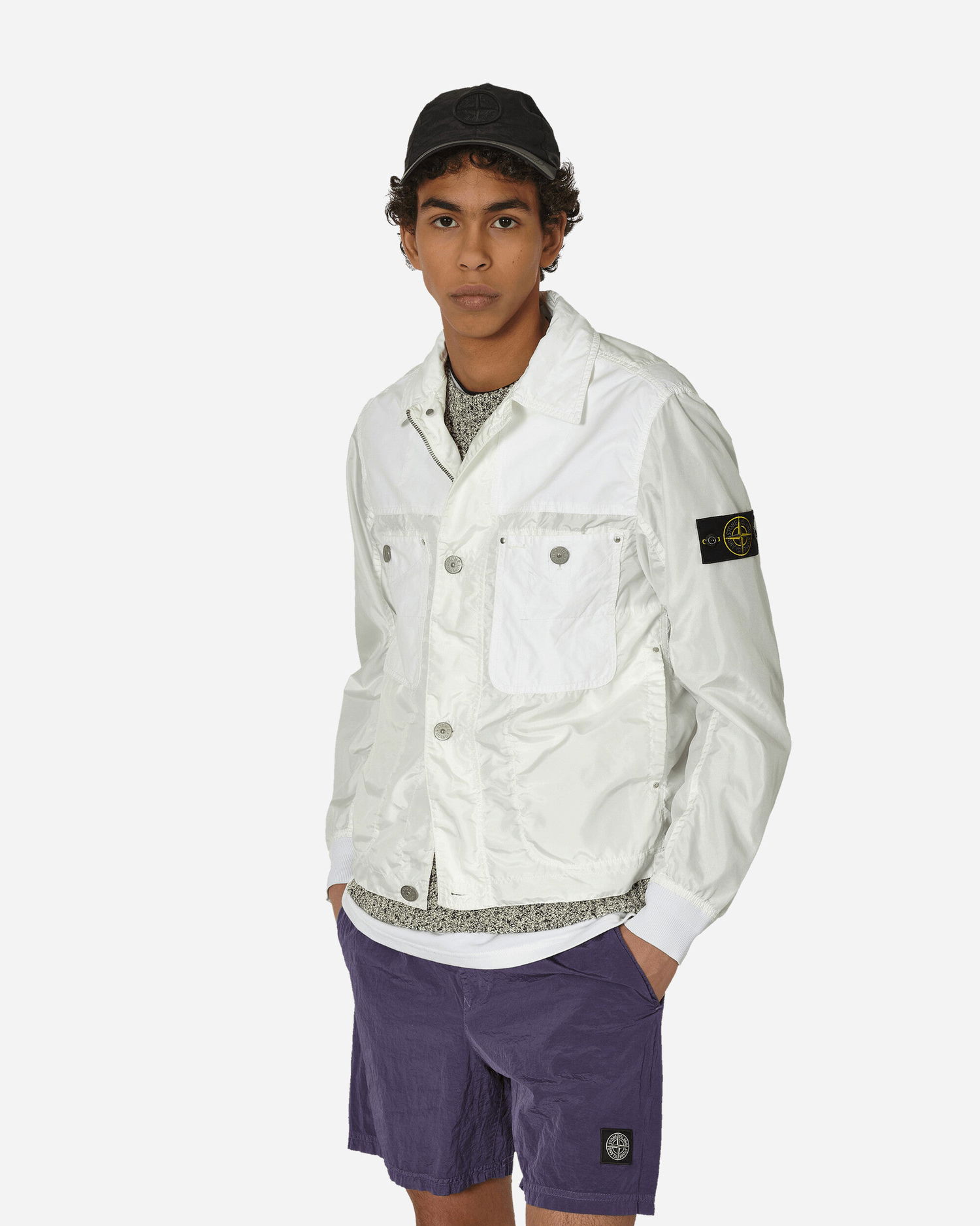 Bunda Stone Island Polyester Tela David Light-TC Jacket White Biela | 801542932 V0001, 0