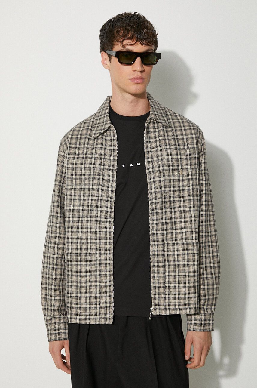 Bunda Awake NY Awake NY Oversize Plaid Zip-Up Shirt Jacket Béžová | SP24.OT004, 0