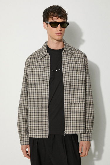 Bunda Awake NY Awake NY Oversize Plaid Zip-Up Shirt Jacket Béžová | SP24.OT004, 0
