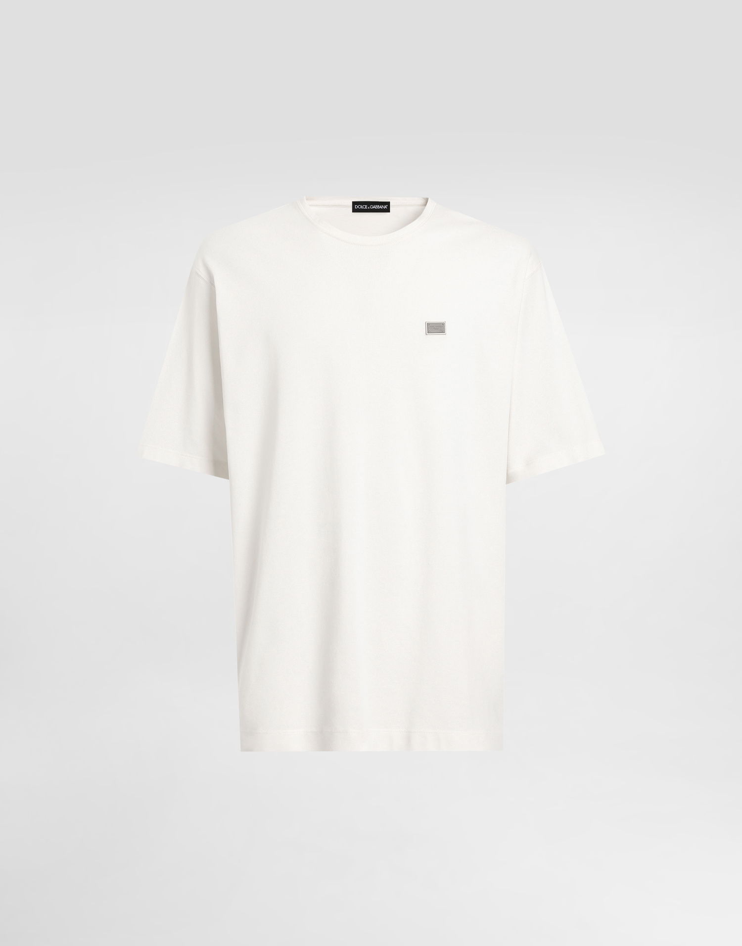 Tričko Dolce & Gabbana Dolce & Gabbana Cotton T-Shirt with Metal Tag Biela | G8SE3TFU7ENA4567, 0