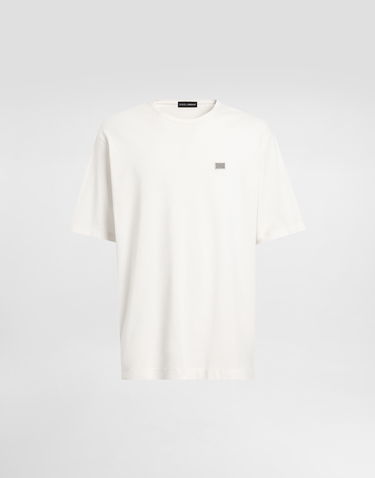 Tričko Dolce & Gabbana Dolce & Gabbana Cotton T-Shirt with Metal Tag Biela | G8SE3TFU7ENA4567, 0
