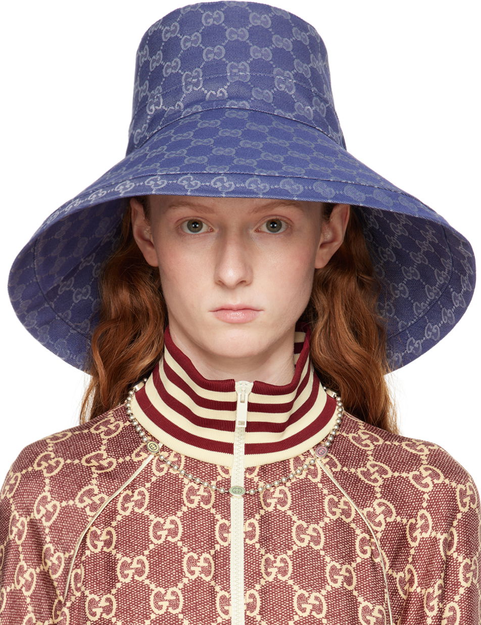 Klobúk Gucci GG Wide Brim Beach Modrá | 631958 4HG61, 0