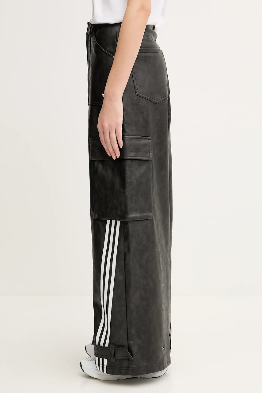 Cargo nohavice adidas Originals adidas Originals Faux Leather High Waist Wide Leg Cargo Pants Čierna | JX9226, 1