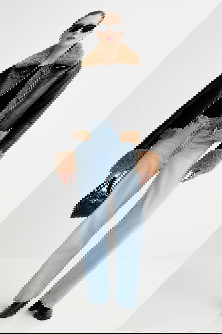 Bunda STAND STUDIO Kia Transitional Oversize Faux Fur Jacket Čierna | 66575.9412, 1